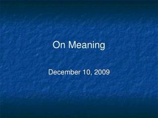 On Meaning