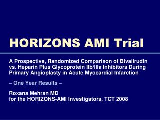 HORIZONS AMI Trial