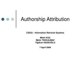 Authorship Attribution