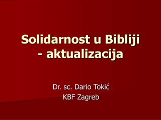 Solidarnost u Bibliji - aktualizacija