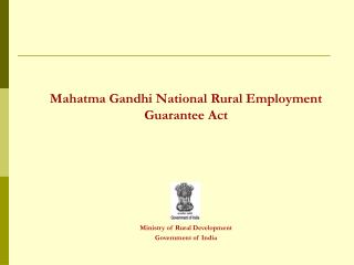Mahatma Gandhi National Rural Employment Guarantee Act Ministry of Rural Development