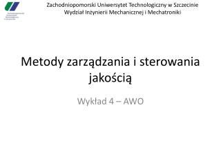 Metody zarządzania i sterowania jakością