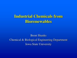 Industrial Chemicals from Biorenewables