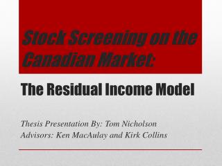 The Residual Income Model