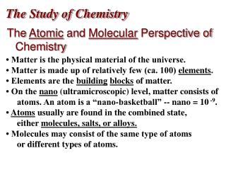 The Study of Chemistry
