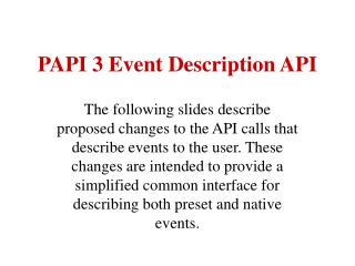 PAPI 3 Event Description API