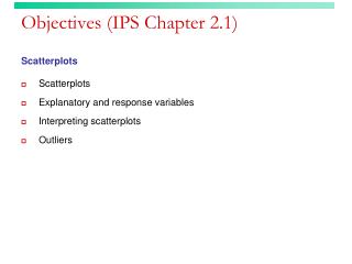 Objectives (IPS Chapter 2.1)