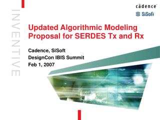 Updated Algorithmic Modeling Proposal for SERDES Tx and Rx