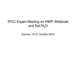 IPCC Expert Meeting on HWP, Wetlands and Soil N 2 O