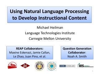 Using Natural Language Processing to Develop Instructional Content