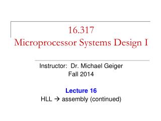 16.317 Microprocessor Systems Design I