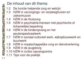 De inhoud van dit thema: