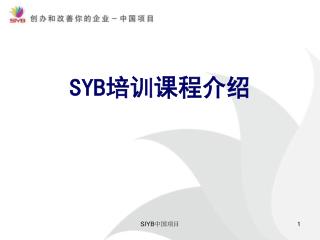SYB 培训课程介绍