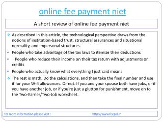 An Efficient Process about online fee payment niet