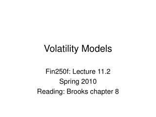 Volatility Models