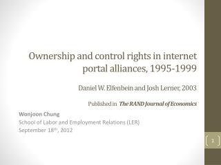 Wonjoon Chung School of Labor and Employment Relations (LER) September 18 th , 2012