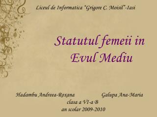 Statutul femeii in Evul Mediu