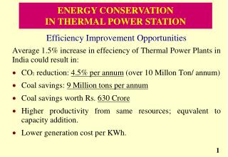 ENERGY CONSERVATION IN THERMAL POWER STATION