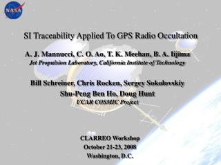 SI Traceability Applied To GPS Radio Occultation