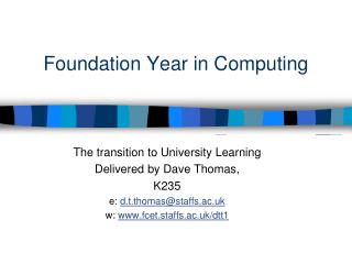 Foundation Year in Computing