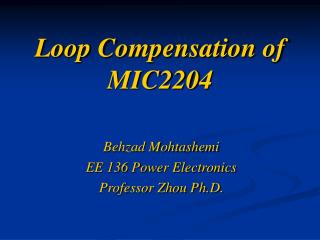 Loop Compensation of MIC2204