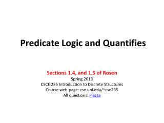 Predicate Logic and Quantifies