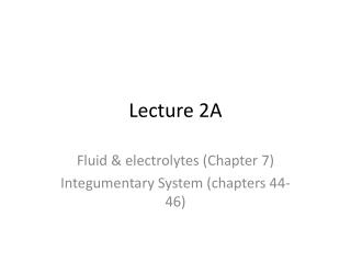 Lecture 2A