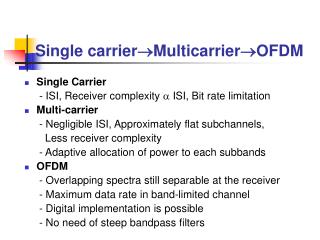 Single carrier  Multicarrier  OFDM