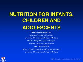 NUTRITION FOR INFANTS, CHILDREN AND ADOLESCENTS