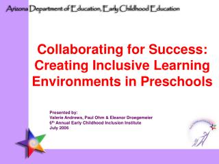Collaborating for Success: Creating Inclusive Learning Environments in Preschools