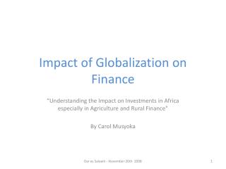 Impact of Globalization on Finance