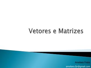 Vetores e Matrizes