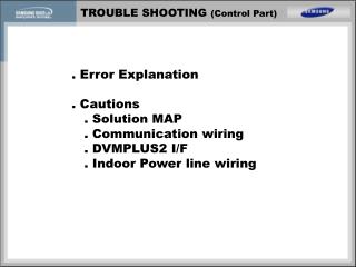 . Error Explanation . Cautions . Solution MAP . Communication wiring . DVMPLUS2 I/F