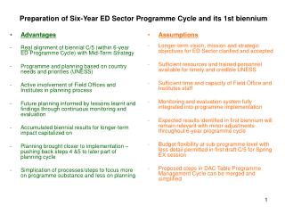 Preparation of Six-Year ED Sector Programme Cycle and its 1st biennium