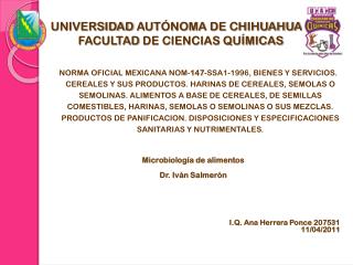 UNIVERSIDAD AUTÓNOMA DE CHIHUAHUA FACULTAD DE CIENCIAS QUÍMICAS