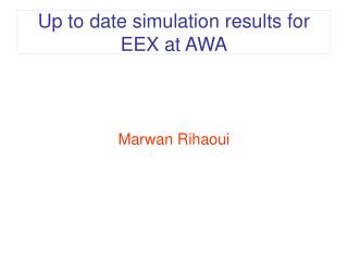 Up to date simulation results for EEX at AWA