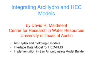 Arc Hydro and hydrologic models Interface Data Model for HEC-HMS