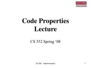 Code Properties Lecture