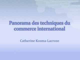 Panorama des techniques du commerce international