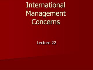 International Management Concerns