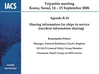 Tripartite meeting Korea, Seoul, 14 – 15 September 2006