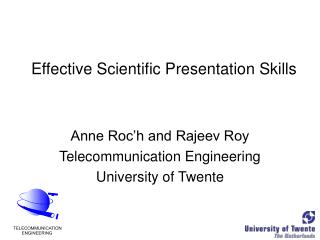 Effective Scientific Presentation Skills
