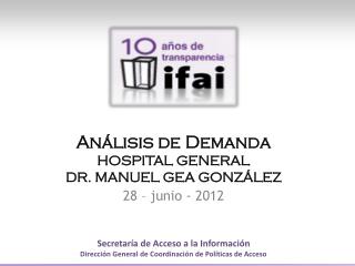 Análisis de Demanda HOSPITAL GENERAL DR . MANUEL GEA GONZÁLEZ