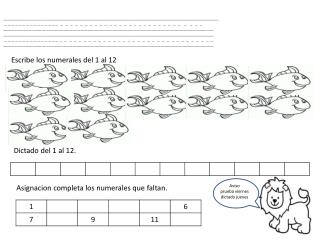 Escribe los numerales del 1 al 12