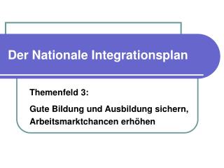 Der Nationale Integrationsplan