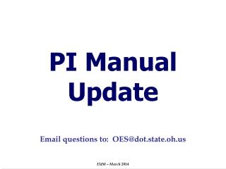 PI Manual Update