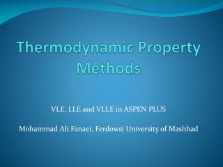 Thermodynamic Property Methods