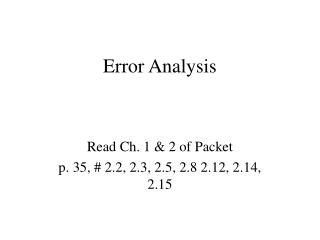 Error Analysis