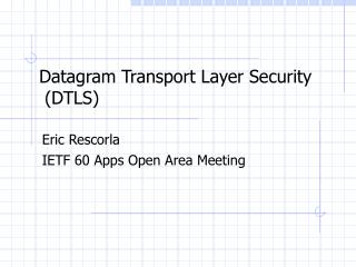 Datagram Transport Layer Security (DTLS)