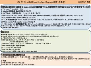 　　　　　　バングラデシュの LDC(Least Developed Countries) 卒業 への道のり 2014 年 1 月作成